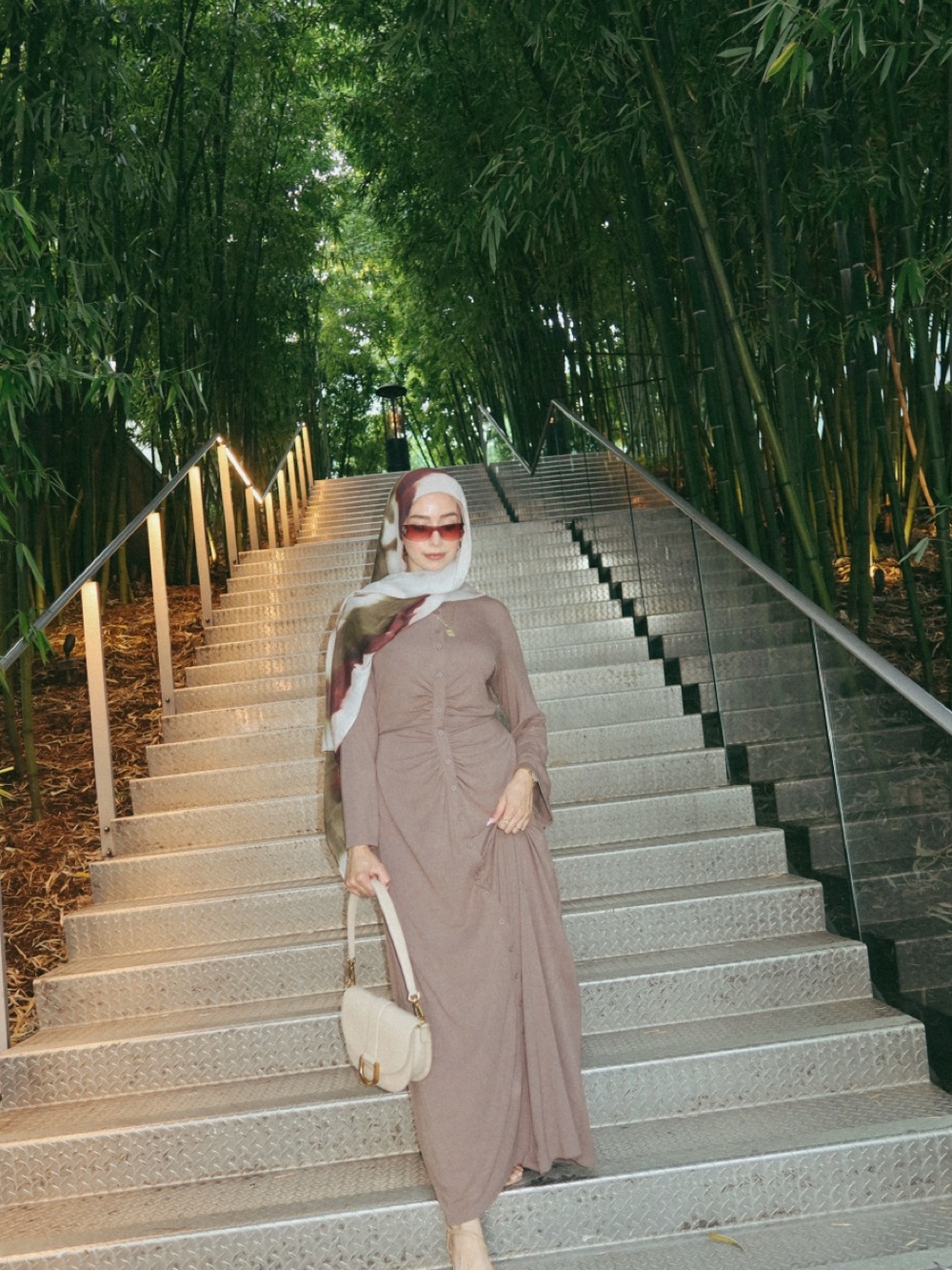 Modest Long Sleeve Maxi Dress in Taupe